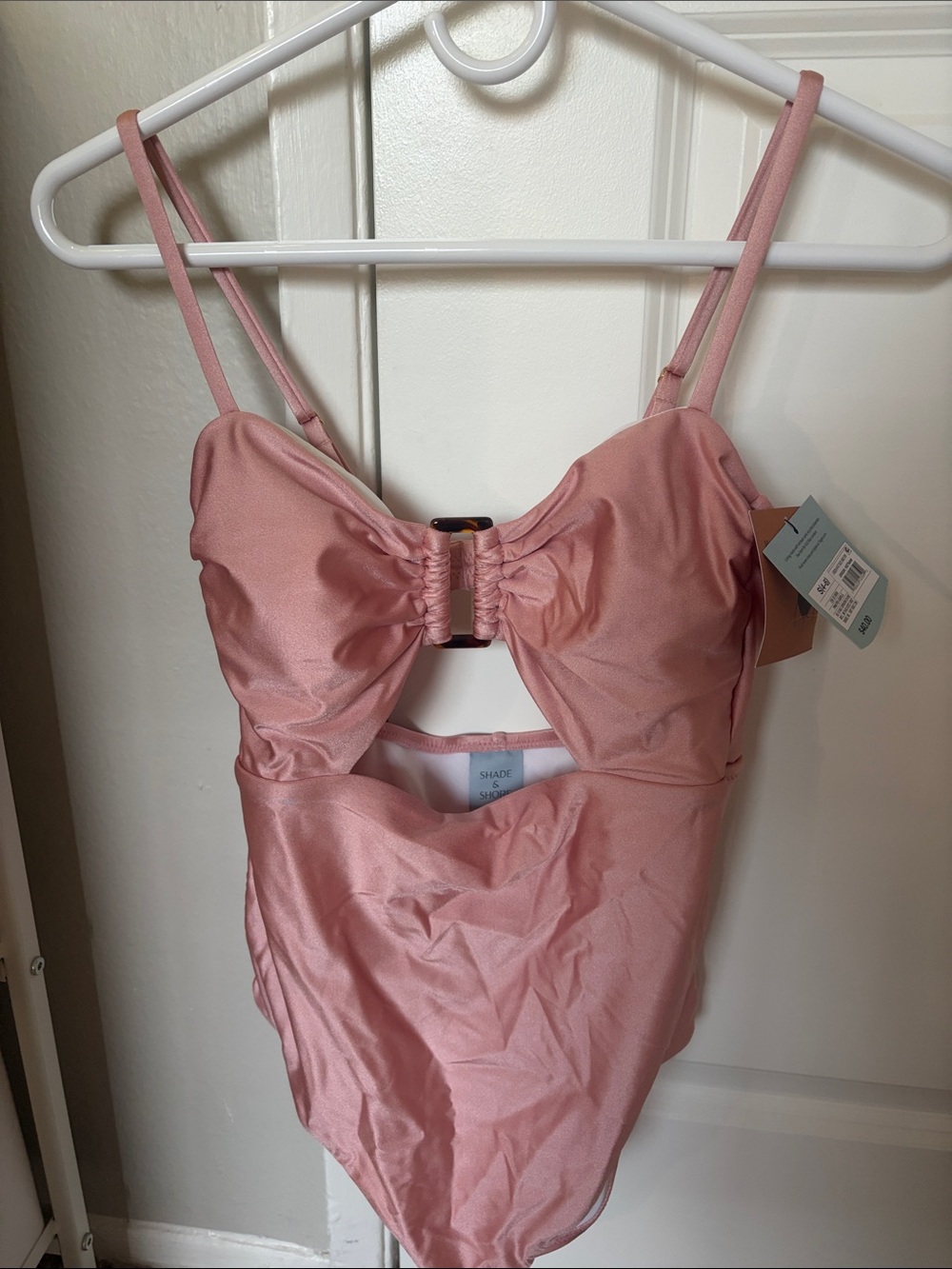 Mauve Pink One-Piece Swimsuit with Front Ring Detail